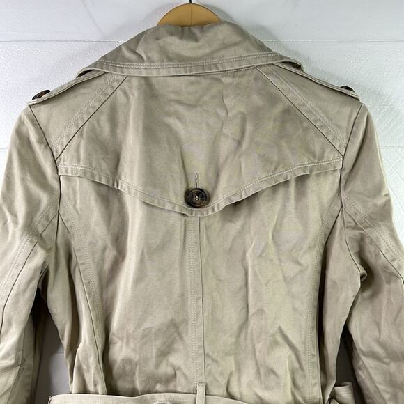 COMPTOIR DES COTONNIERS Tan Cotton Trench Coat Jacket‎ Double Breasted Size 42 - Picture 3 of 10